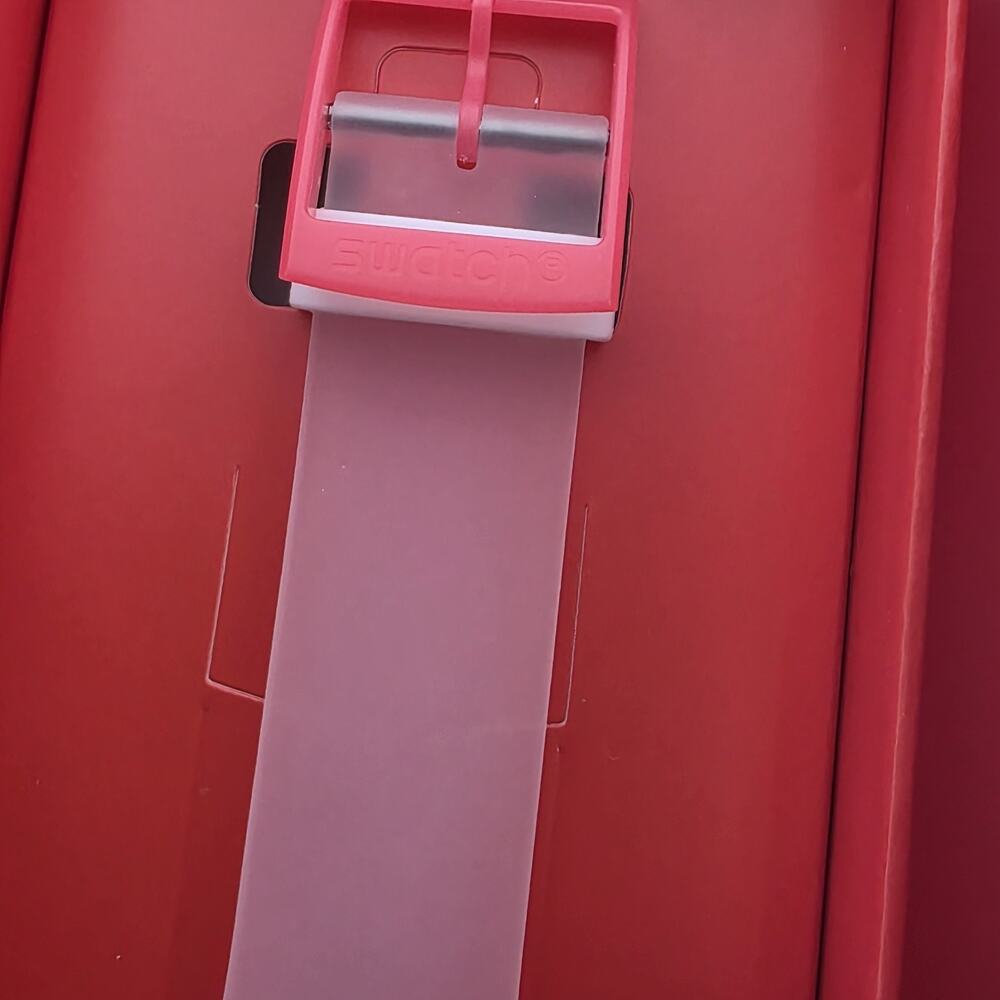 Swatch Pink Transparent Dial Pink Silicone Strap Watch - Picture 4 of 12